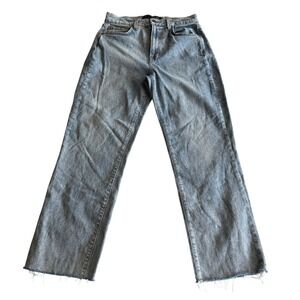Veronica Beard USA Made Joey Straight Leg High Rise Silverwood Raw Hem Jean 28 W